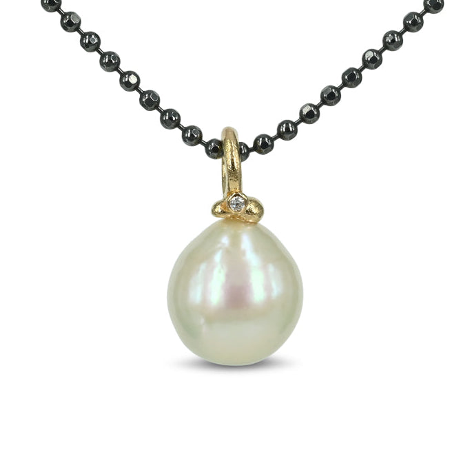 One of a kind - 14 kt. Guld vedhæng med hvid ferskvandsperle
