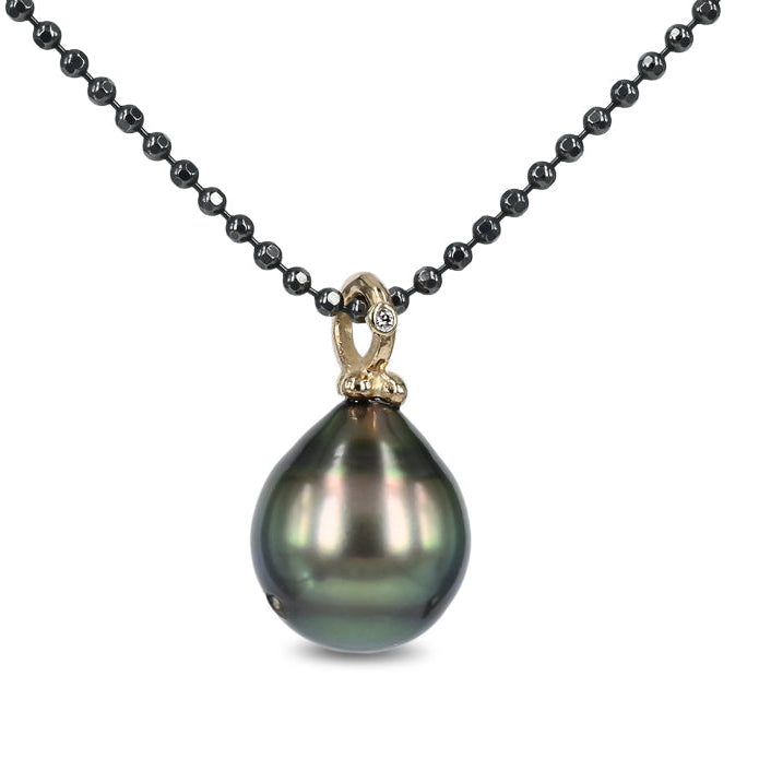 One of a kind - 14 kt. Guld vedhæng med Tahitiperle og diamant