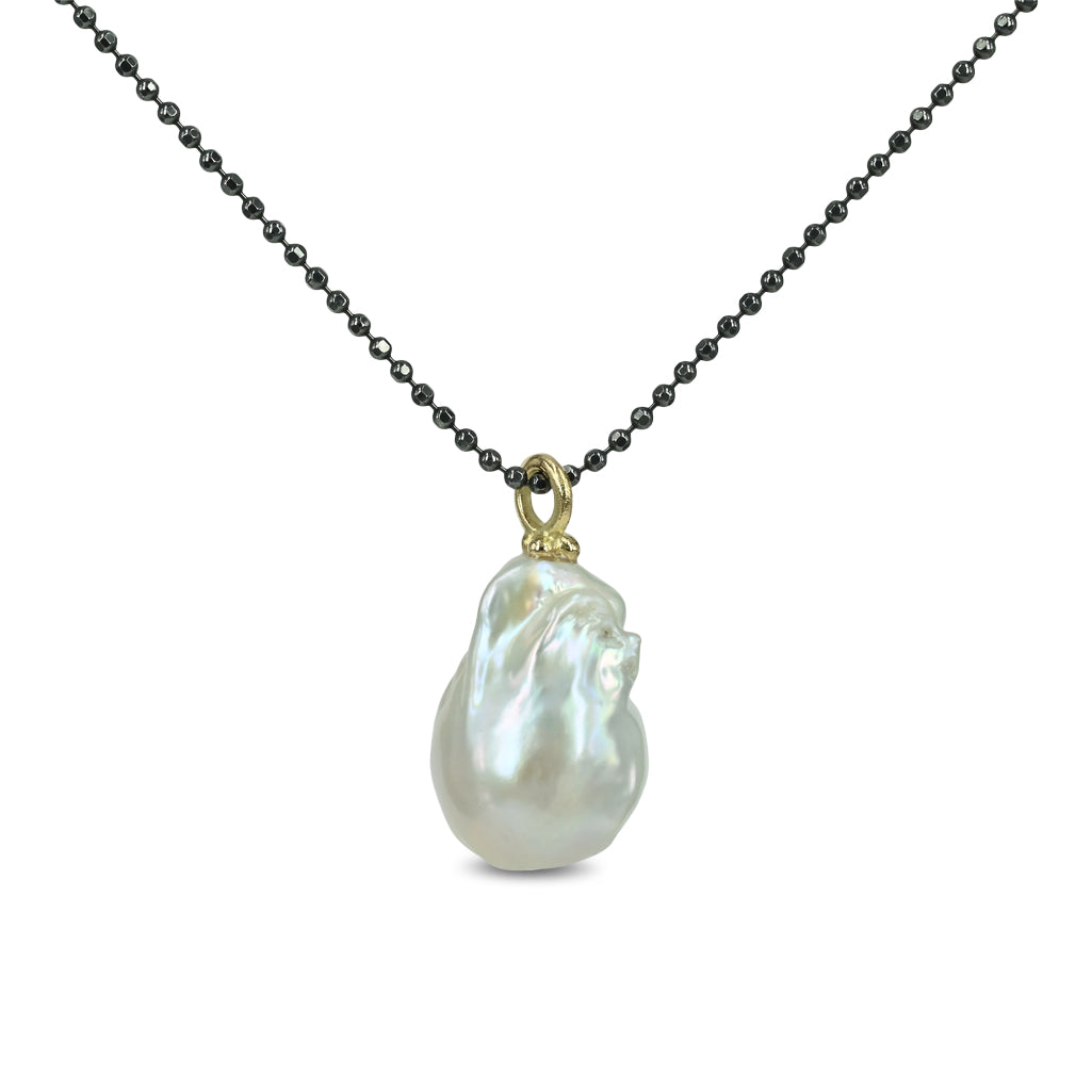 One of a kind - 14 kt. Guld vedhæng med hvid Ferskvandsperle