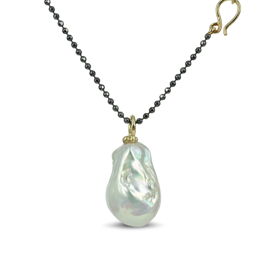 One of a kind - 14 kt. Guld vedhæng med hvid Ferskvandsperle