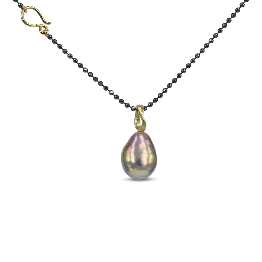 One of a kind -14 kt. Guld vedhæng med rosa ferskvandsperle