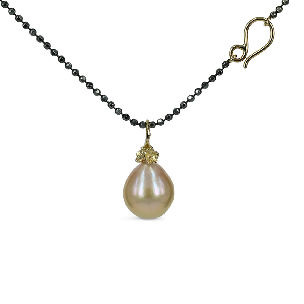 One of a kind - 14 kt. Guld vedhæng med rosa ferskvandsperle