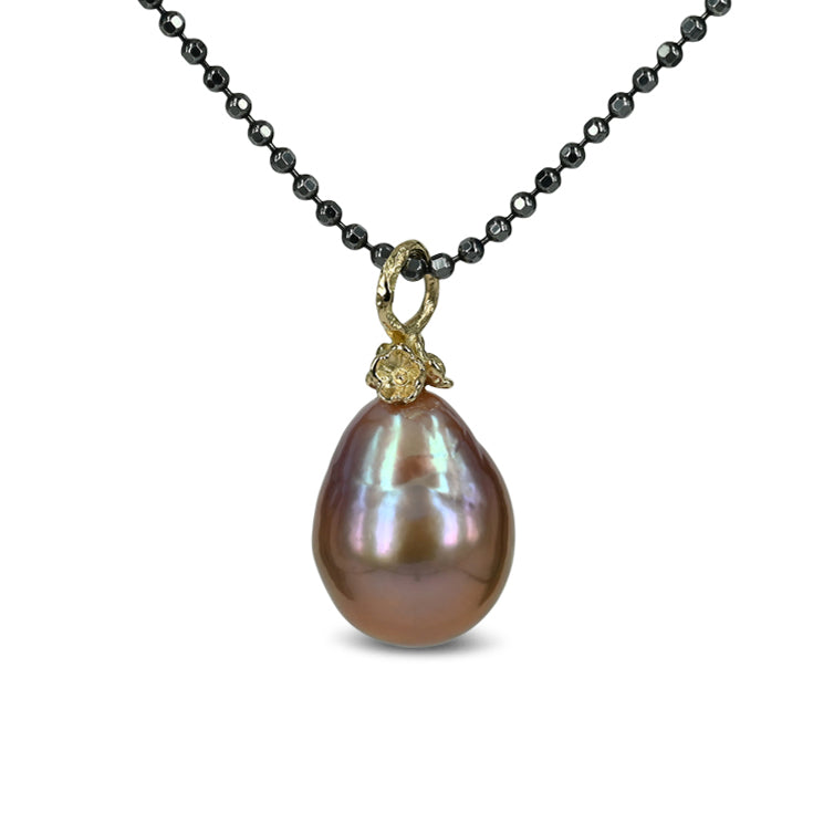 One of a kind - 14 kt. Guld vedhæng med rosa Ferskvandsperle