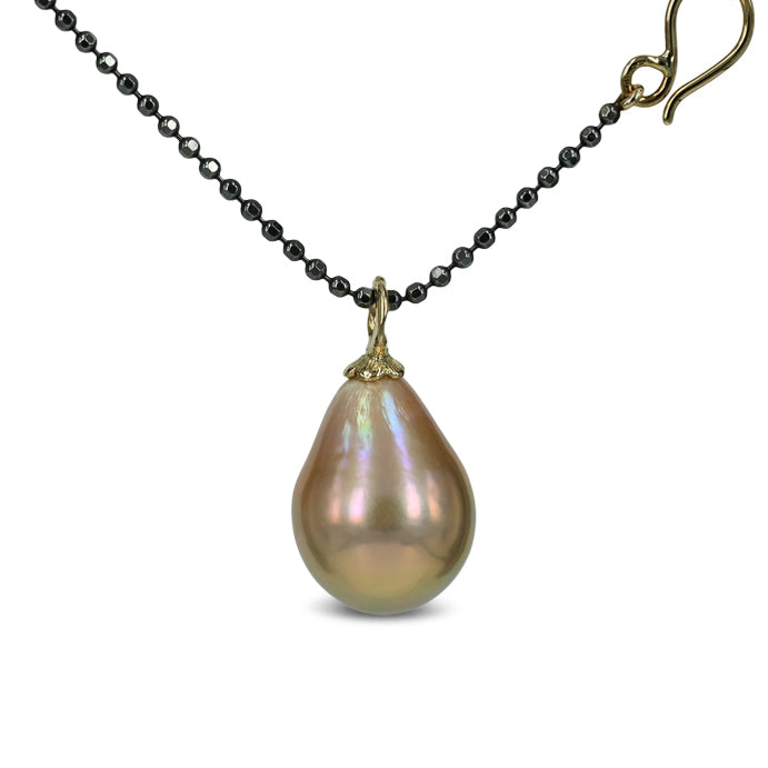 One of a kind - 14 kt. Guld vedhæng med rosa ferskvandsperle