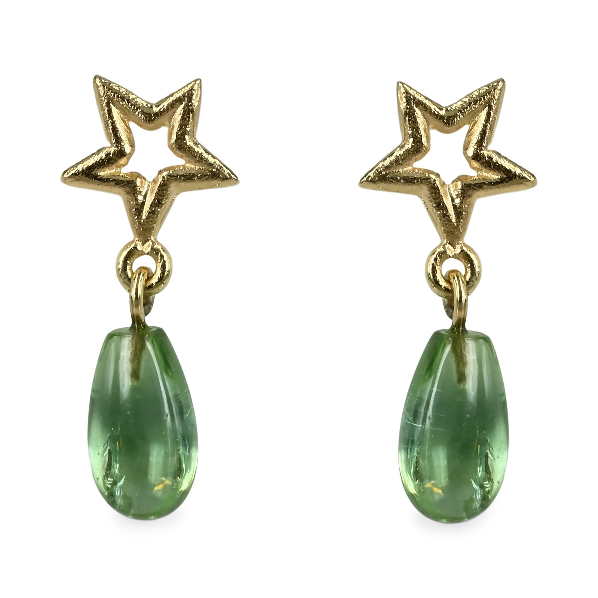 14 kt. Guld øreringe med smukke Grønne turmaliner.