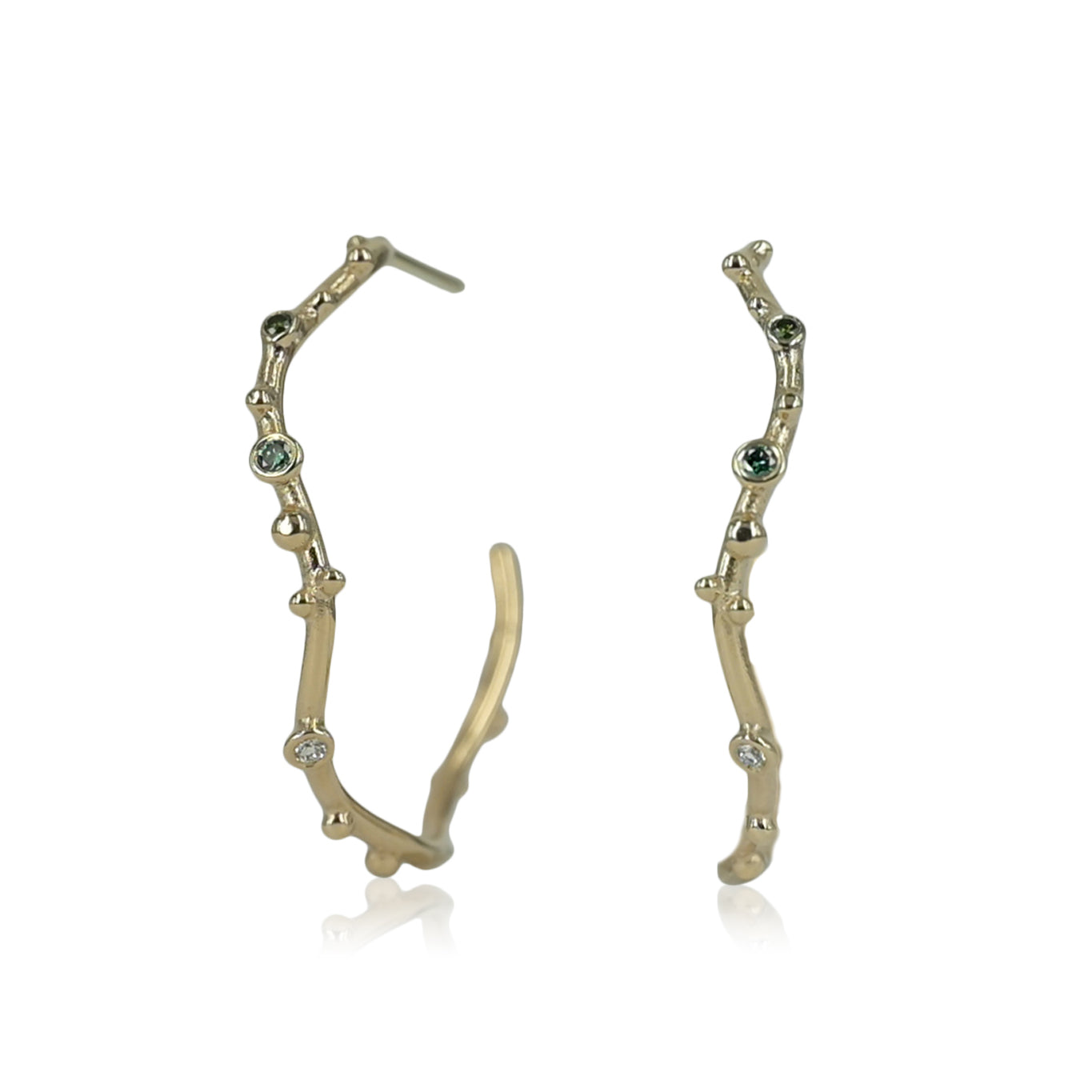 Infinity - 14 kt Guld creoler med diamanter i smuk organisk design
