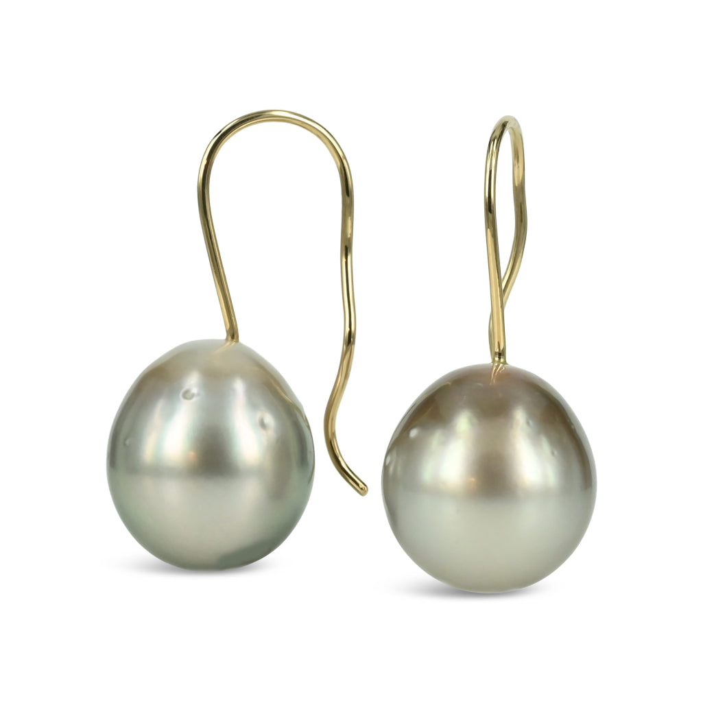 14 kt. øreringe med tahiti perler