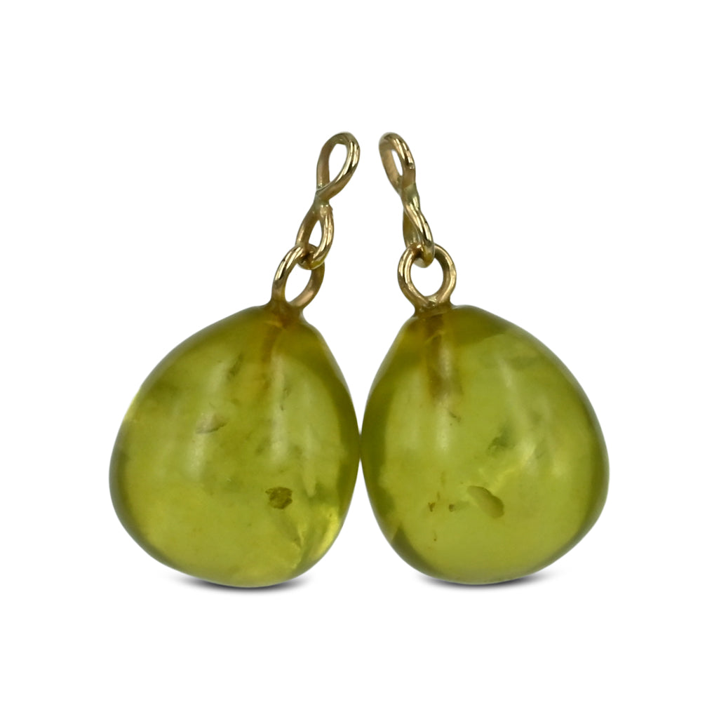 14 kt. Gulds drop - Grøn Rav