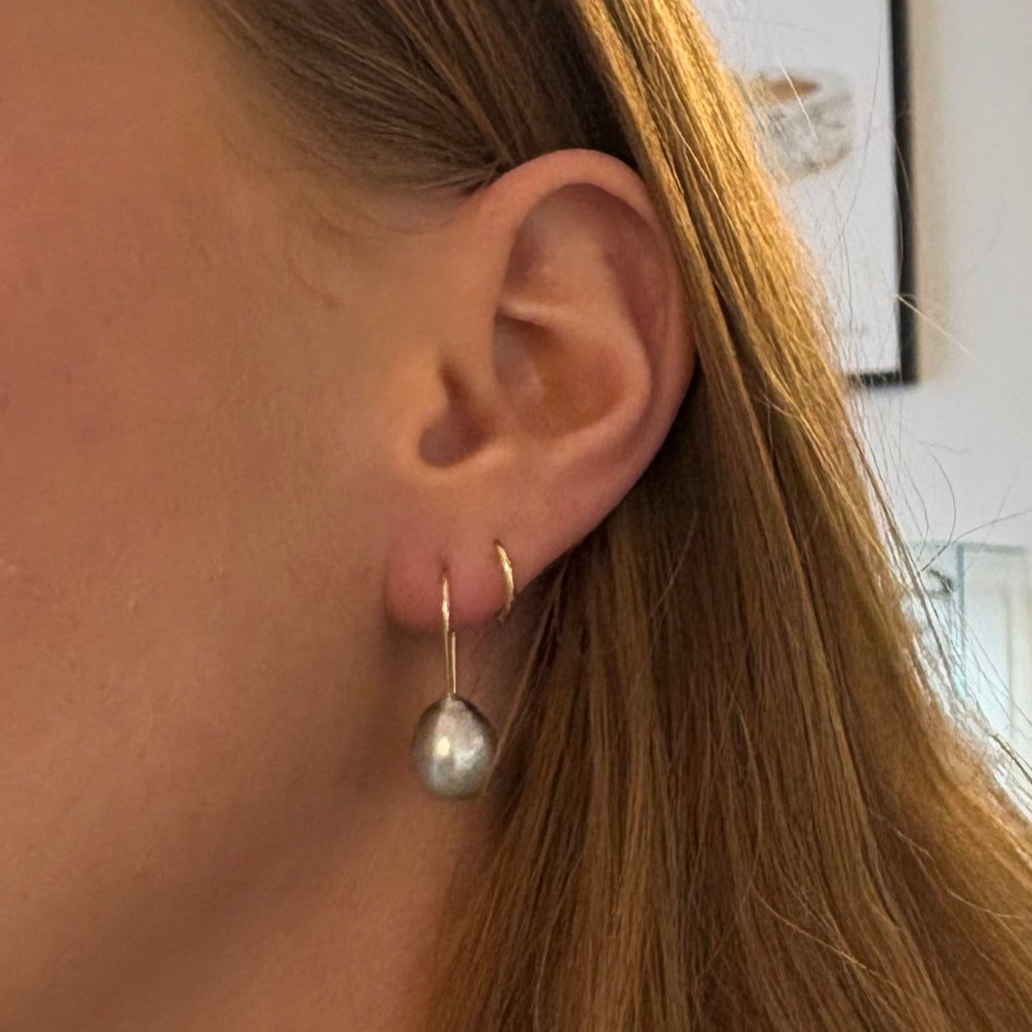 14 kt. Guld ørering med Tahiti Perler