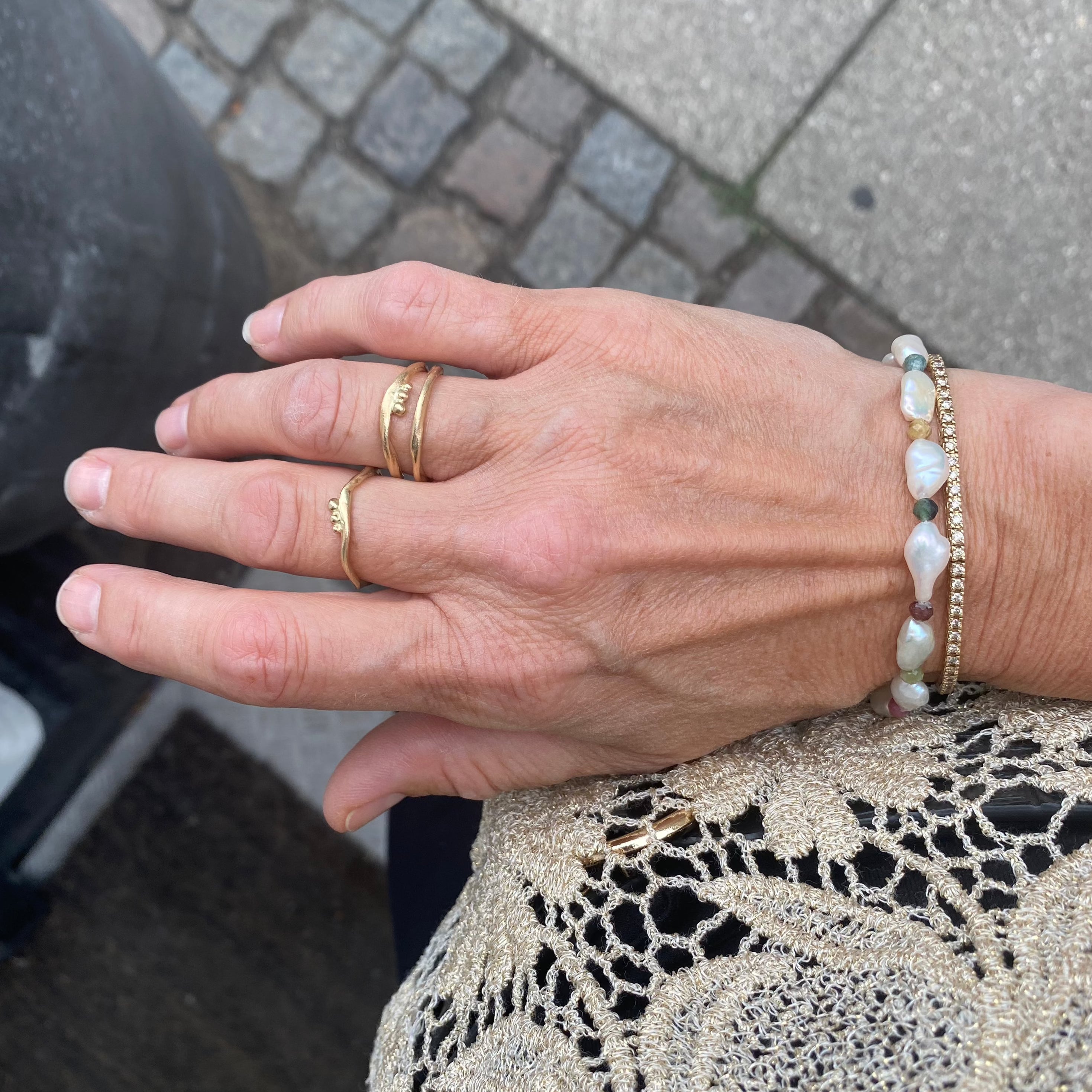 Silk - 14 kt guldring med bobler