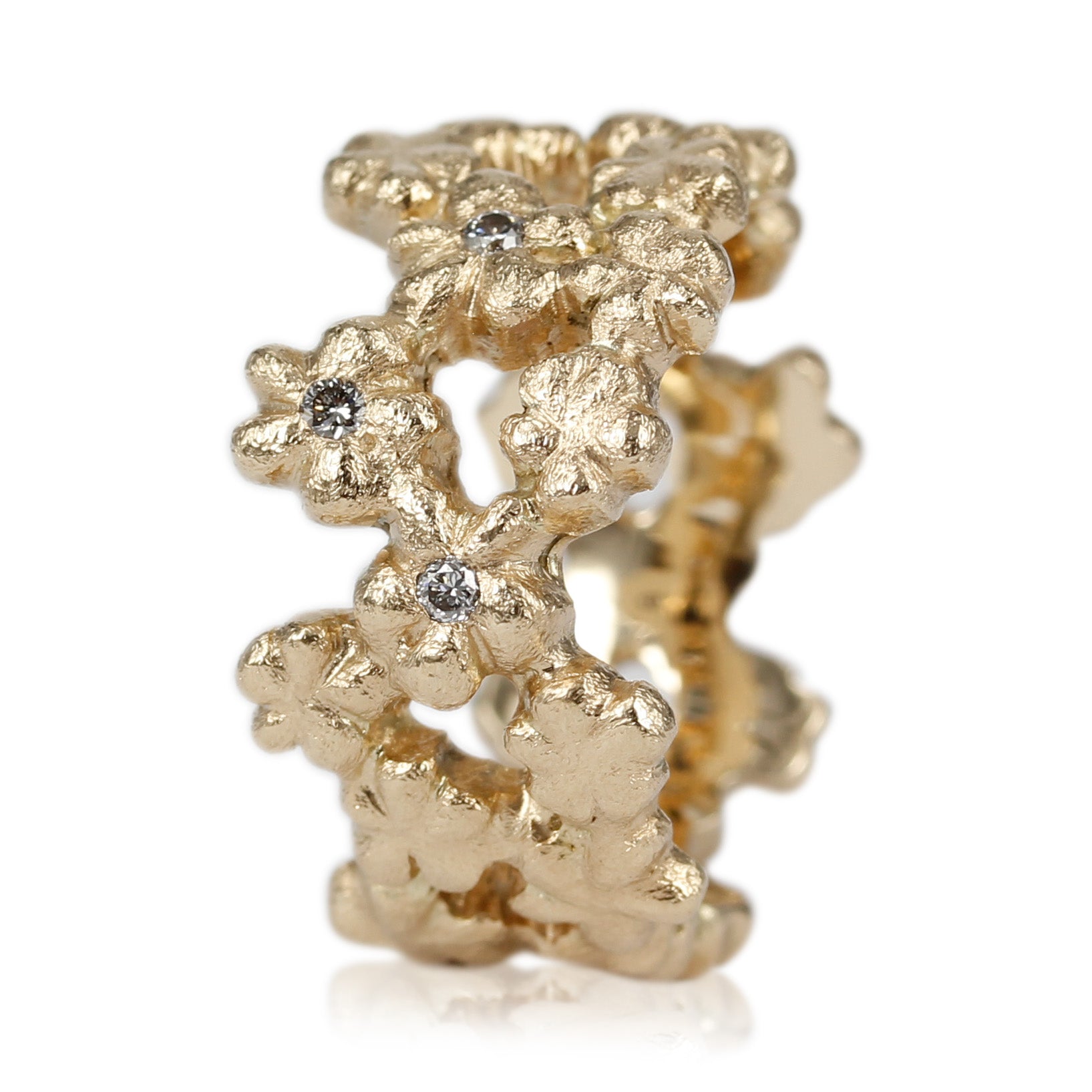 14 kt. Guld ring med skønne ForGlemMigE blomster & funklende diamanter - Se her ...