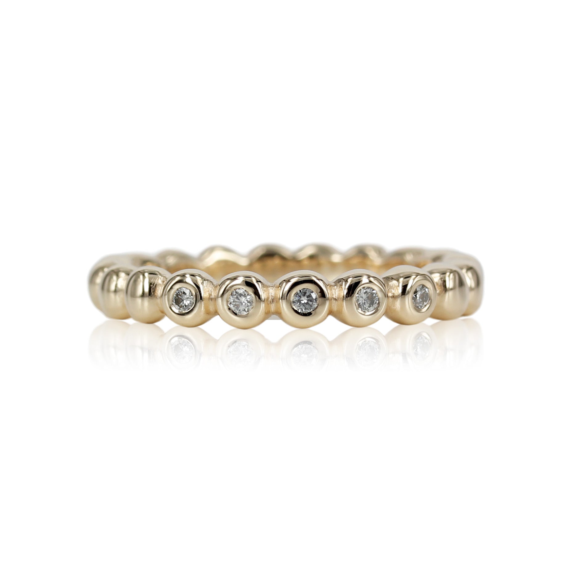 riffel Patronise folkeafstemning 14 kt kugle ring - guld med funklende diamanter 💎 - Køb den her ..