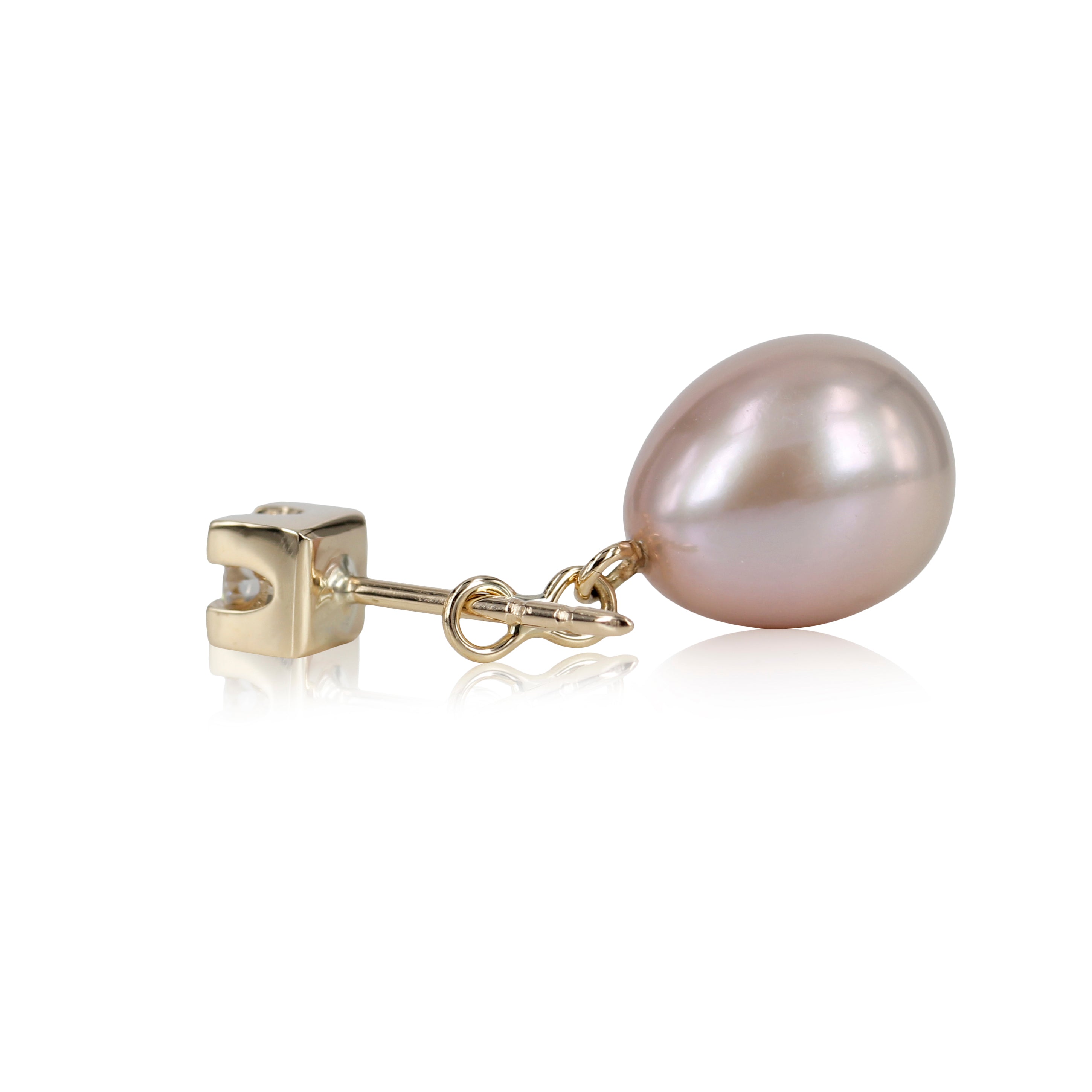 14 kt. Hvidgulds drops - rosa ferskvandsperler