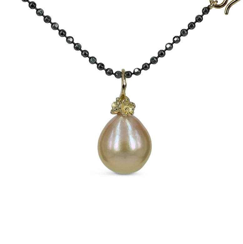 One of a kind - 14 kt. Guld vedhæng med rosa ferskvandsperle