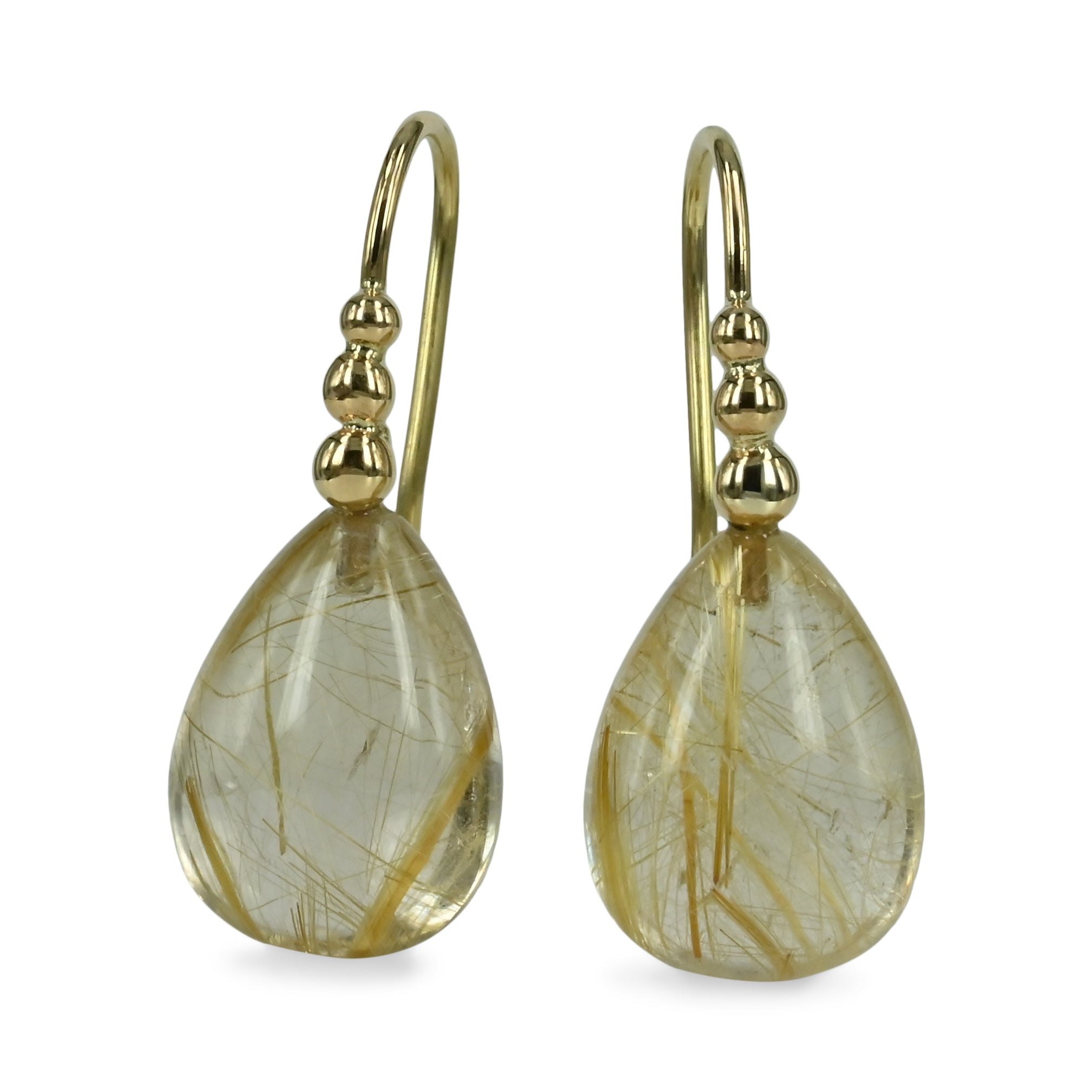 One of a kind  - 14 kt guld øreringe med Rutil Quarts