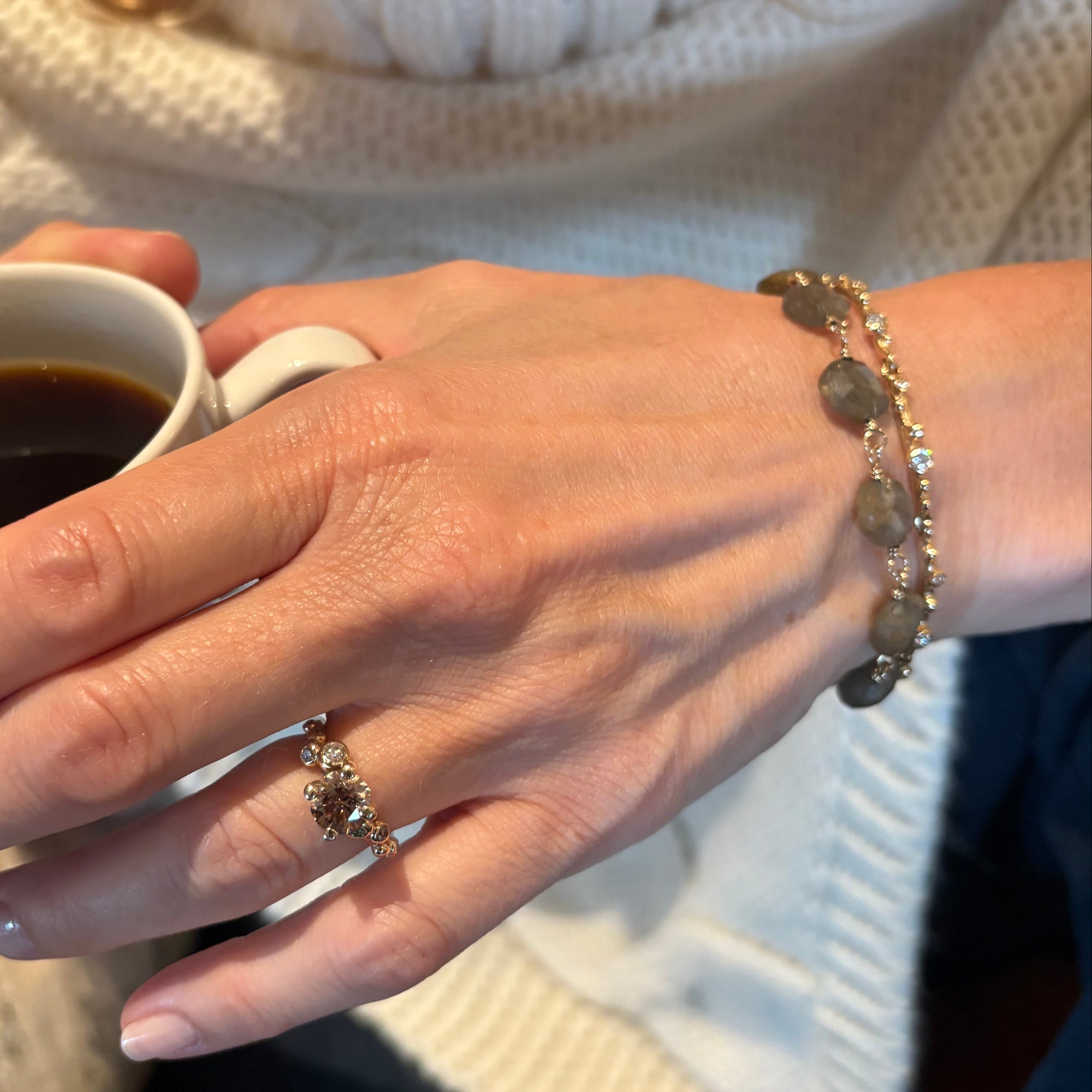 One of a kind - Eksklusivt armbånd med Labradorite - 14 kt. guld