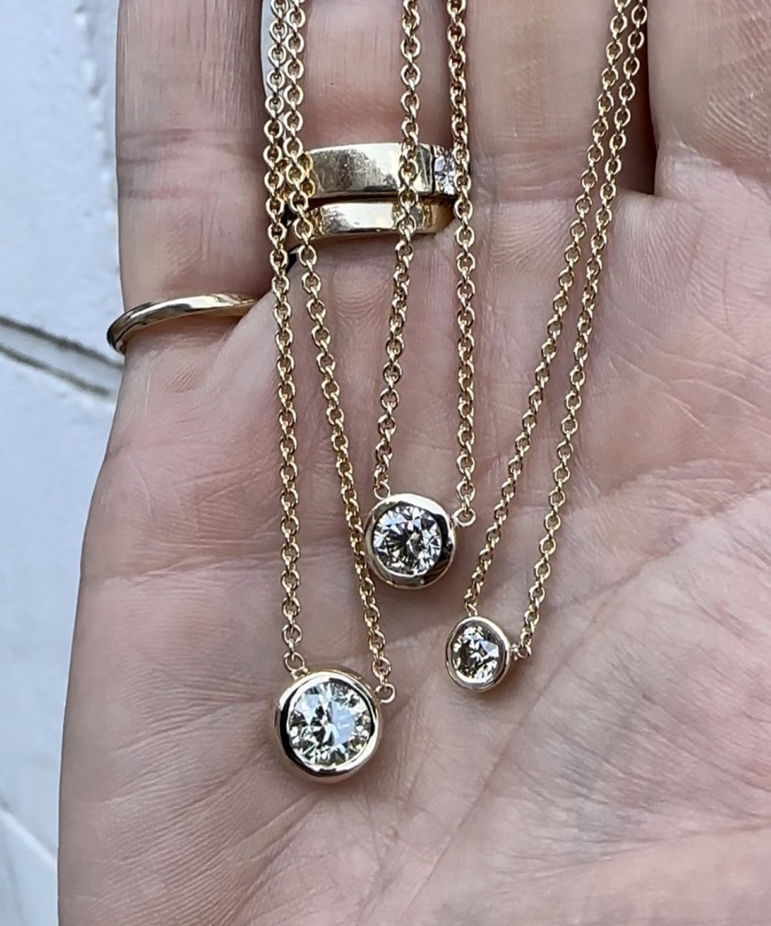 Smukke diamanthalskæder fra guldsmed maiken pade i hellerup, Flighing diamonds