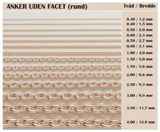 14 kt. Guldkæde - Rund ankerkæde 0,5