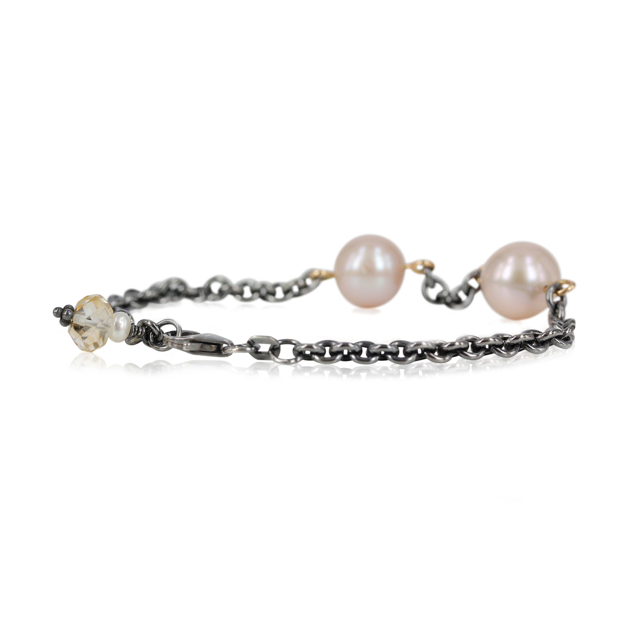 01-126 Sølvarmbånd med rosa perler