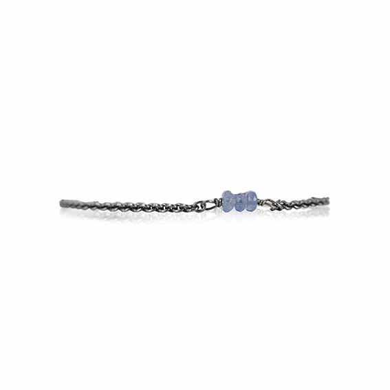 Sølv armbånd med blå  safir samt aquamariner