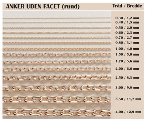 14 kt. guldkæde - Rund ankerkæde 0,6