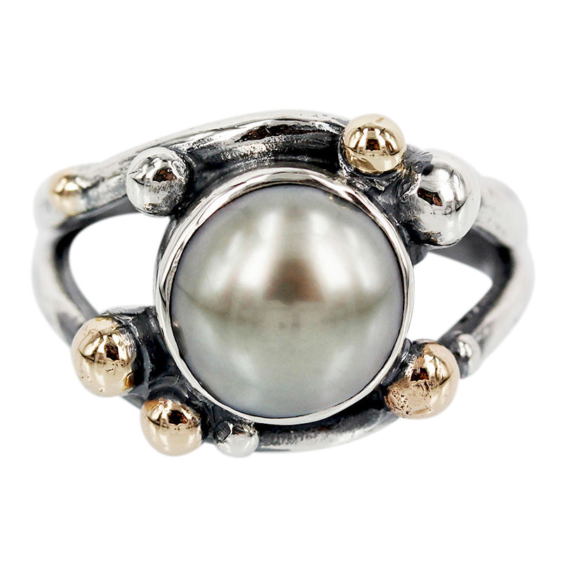 04-236 Tahitiperle - Bubbles - Kraftig sølvring med perle